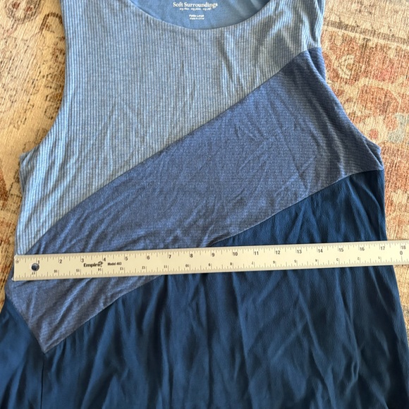 Soft Surroundings Sleeveless Color Block Ribbed Maxi Dress Blue Petite Large - Picture 8 of 8
